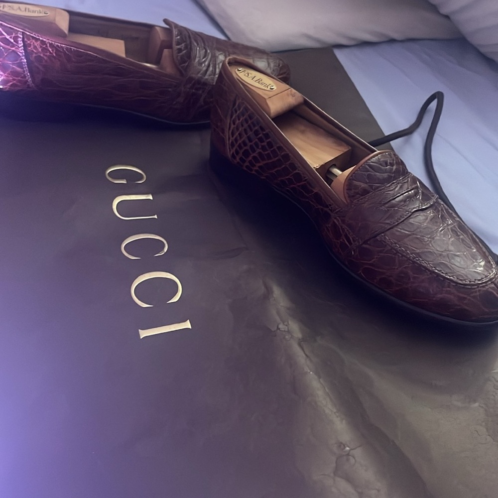 Zelli Handmade in Italy, Mens Crocodile Skin Loafers Size 10.5 Brown